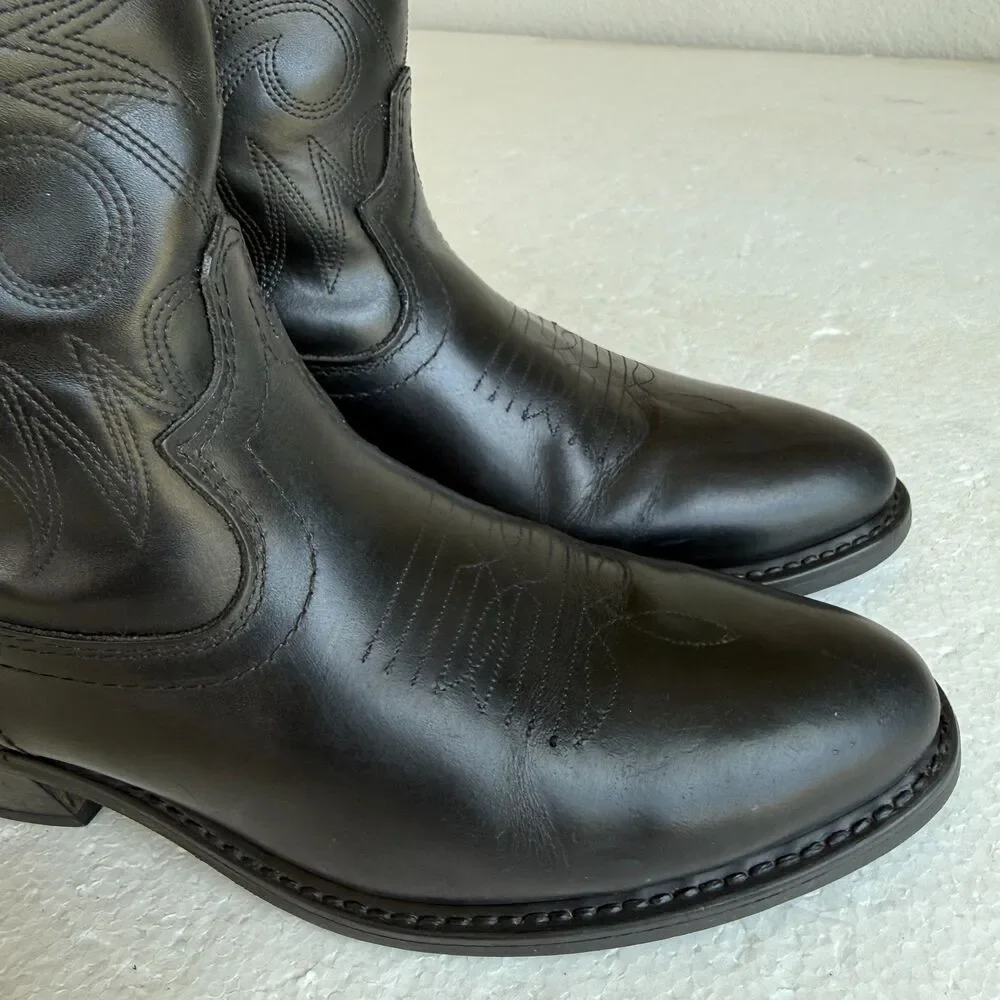 Men's Black Laredo Cowboy Boots 4240 Size 8.5D Lea Vamp Fox Western Point Toe